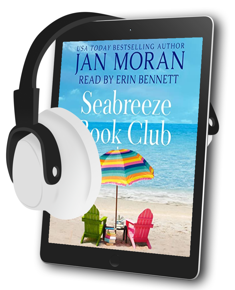 Seabreeze Book Club Ebook Jan Moran, Narrated by Erin Bennett, Clean and Wholesome, Women's Fiction, small town, Jan Moran, beach reads, clean, wholesome, clean romance, beach reads ebook, beach reads paperback, Mary Kay Andrews, Debbie Macomber, dating, beach saga, summer read, vacation, women, dating, love, romance, romantic, chick lit, fun, womens fiction, beach, holiday, friendship, relationships, California, Elin Hilderbrand, Mary Alice Monroe