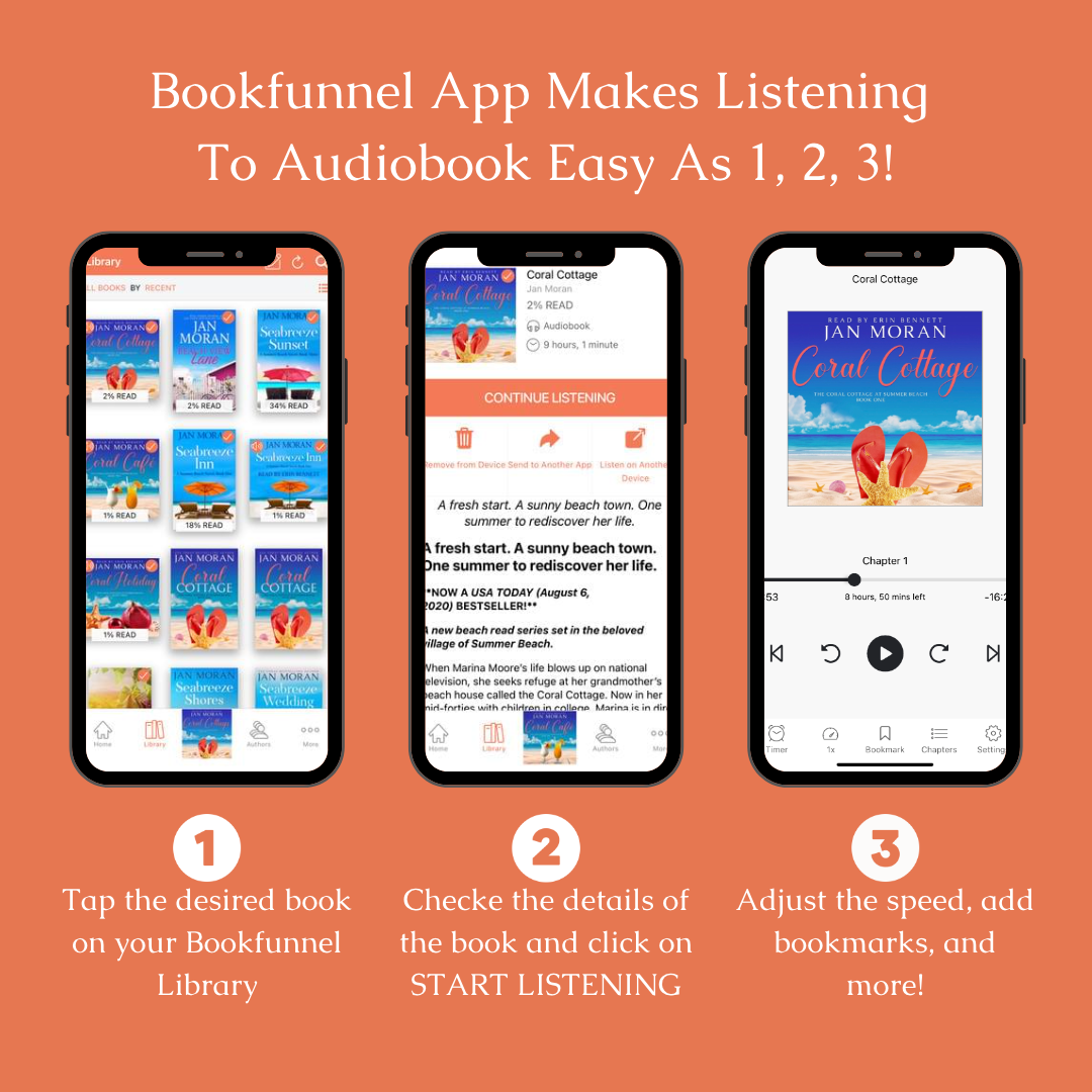 Coral Cafe Audiobook by Jan Moran, narrated by Erin Bennett,Clean, Wholesome, Women's Fiction, small town, Jan Moran, beach reads, clean, wholesome, clean romance, beach reads ebook, beach reads paperback, Mary Kay Andrews, Debbie Macomber, dating, beach saga, summer read, vacation, women, dating, love, romance, romantic, chick lit, fun, womens fiction, beach, holiday, friendship, relationships, California, Elin Hilderbrand, Mary Alice Monroe